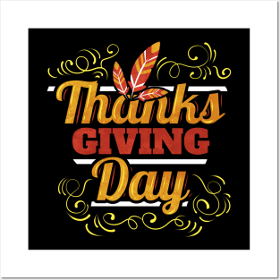 Thanks Giving Day Logo Feathers Thanksgiving Posters and Art